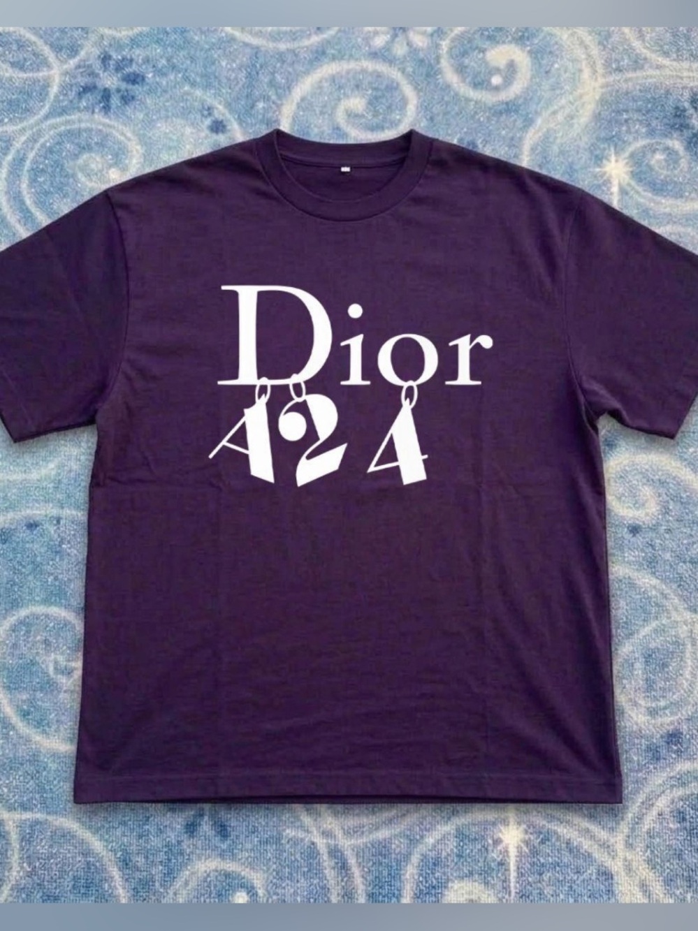 Gildan Purple Tee with Classic White Dior 'A24' Graphic